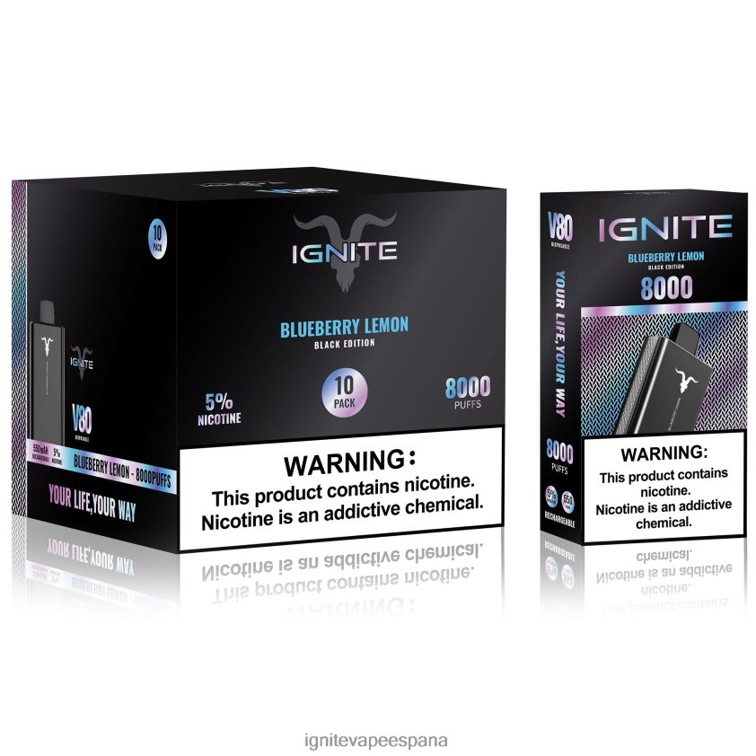 R4P6N55 Ignite Vape Precio IGNITE V80 paquete de 10 bolígrafos vaporizadores arándano limón