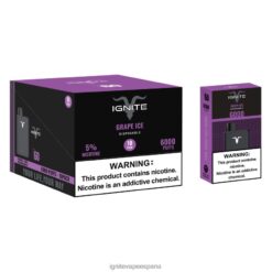 R4P6N18 Ignite Cigarrillo Electronico IGNITE V60 paquete de 10 bolígrafos vaporizadores hielo de uva