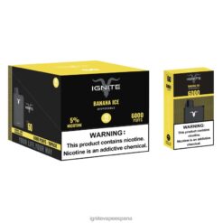 R4P6N1 Ignite Vape España IGNITE V60 paquete de 10 bolígrafos vaporizadores hielo de plátano