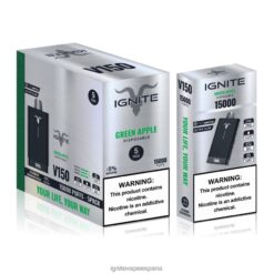 R4P6N85 Ignite Vape Precio IGNITE V150 paquete de 5 bolígrafos vaporizadores manzana verde